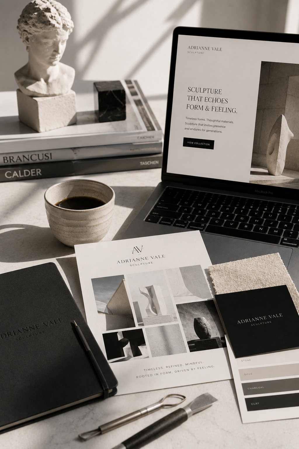 Branded website displayed on a laptop showing how professional photography can be used across a business website