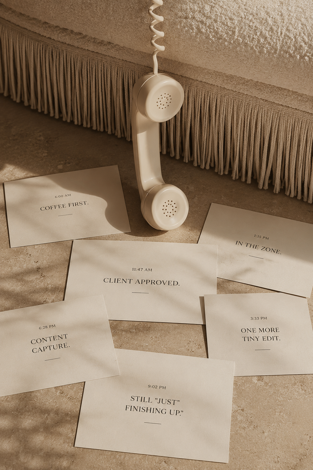 Styled brand materials and design details representing Duranté Studios’ attention to the small things
