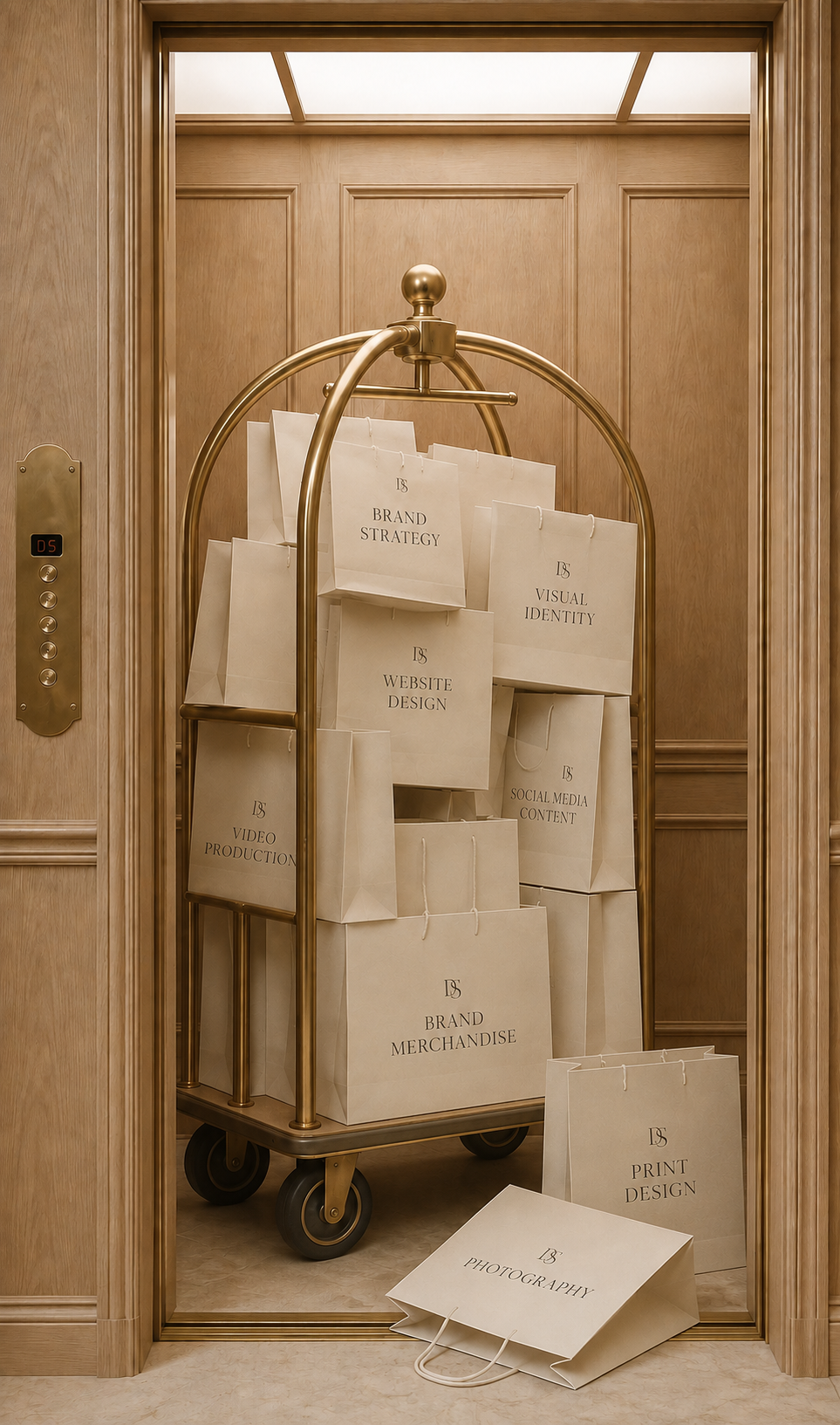 Framed creative moodboard with notes, papers and visual inspiration for brand development