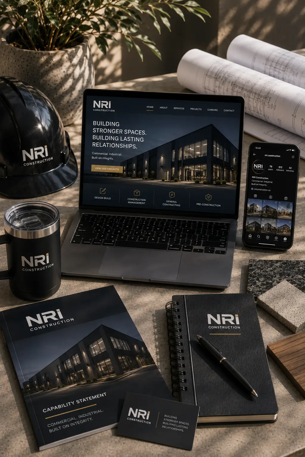 Professional construction company website using brand photography to communicate quality, trust and experience