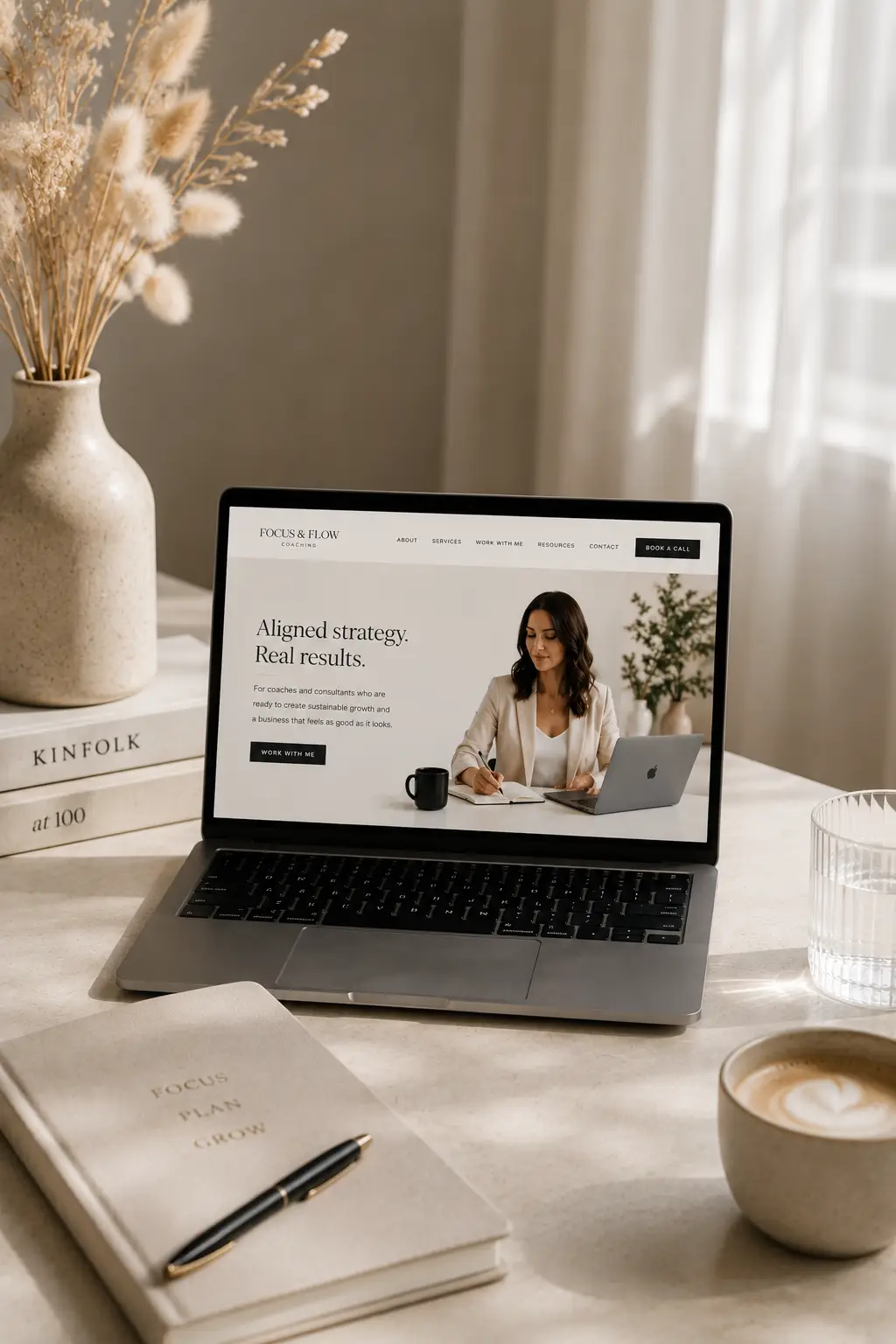 Coach or consultant website displayed with professional branding photography designed to build credibility
